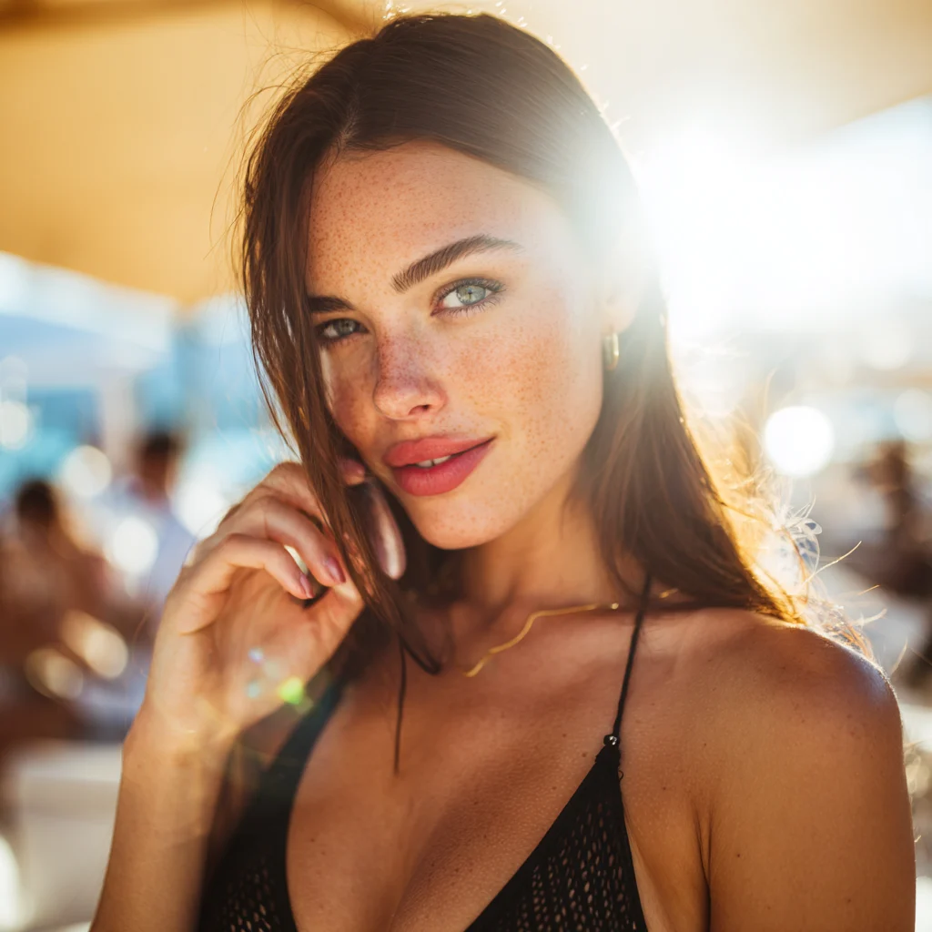 Seraphine, the featured GenesisPorn AI companion, in a warm intimate portrait